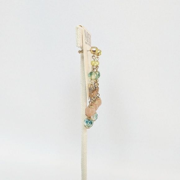 Napier Gold Peach Green Chandelier Earrings - Picture 4 of 7